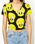 Lazy Oaf X Looney Tunes Tweety Pie Crop Tshirt - Lyst