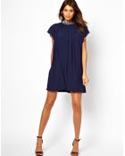 Tfnc Tfnc Swing Dress with Embellished Neck - Lyst