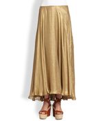 Ralph Lauren Blue Label Marias Metallic Silk Maxi Skirt - Lyst