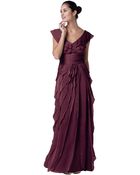 Adrianna Papell Purple Asymmetrical Ruffle Gown - Lyst