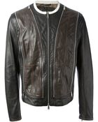 DSquared2 Zip Detailed Leather Jacket - Lyst