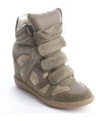 Isabel Marant Forest Green Suede High Top Wedge Sneakers - Lyst