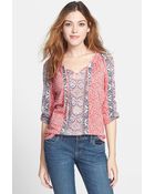 Lucky Brand Big Sur Mixed Print Peasant Top - Lyst