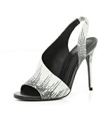 River Island Black Printed Asymmetric Sling Back Sandals - Lyst
