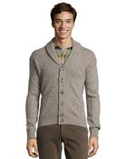 Ermenegildo Zegna Heather Cream Wool Blend Shawl Collar Cardigan - Lyst