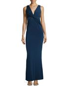 Mark + James By Badgley Mischka Twist-Front Lace-Panel Knit Gown - Lyst