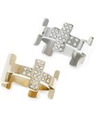 Guess Twotone Crystal Cross Ring Set - Lyst