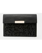 Asos Foldover Laser Cut Clutch Bag With Metal Bar - Lyst