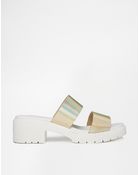 Asos Hawaii Leather Heeled Sandals - Lyst
