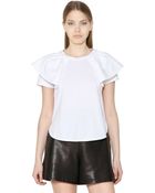 ChloƩ Cotton Jersey Ruffled Top - Lyst