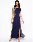 Lipsy Maxi Dress with Lace Panels - Lyst