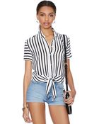 Nasty Gal Stripe It Down Silk Blouse - Lyst