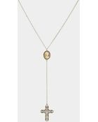 Asos Cameo Cross Lariat Necklace - Lyst