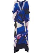 Oscar de la Renta Embellished Printed Silk Kaftan - Lyst