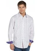 Robert Graham White And Blue And Purple Cotton Embroidered Detail Shirt - Lyst