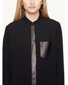Ralph Lauren Black Label Lambskin-Trim Medora Blouse - Lyst