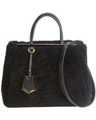 Fendi Black Lamb Fur '2Jours' Medium Shopper Tote - Lyst