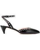 Miu Miu Studded Leather Kitten-Heel Pumps - Lyst