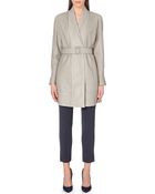 Armani Cut-out Leather Coat - Lyst