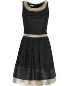 Oscar de la Renta Metallic-Trimmed Silk-Blend Chiffon Dress - Lyst