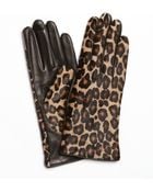 Portolano Black Leopard Nappa Leather Calf Hair Gloves - Lyst