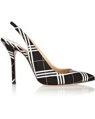 Oscar de la Renta Laura Checked Grosgrain Slingback Pumps - Lyst