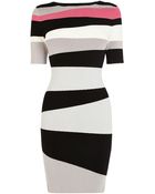 Karen Millen Asymmetric Stripe Dress - Lyst