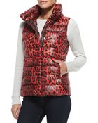 Diane von Furstenberg Packable Animal-Print Zip-Front Puffer Vest - Lyst