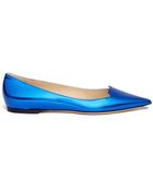 Jimmy Choo 'Attila' Metallic Leather Flats - Lyst