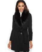 Ivanka Trump Faux-Fur-Collar Belted Walker Coat - Lyst