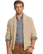 Polo Ralph Lauren Carded-Cotton Shawl Cardigan - Lyst