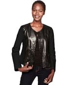 Ellen Tracy Faux-Leather Colorblock Embroidered Blazer - Lyst