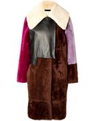 3.1 Phillip Lim Shearling/Leather Patchwork Coat - Lyst
