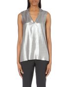 Brunello Cucinelli Sleeveless V-neck Stretch-silk Top - Lyst