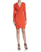 Kay Unger Stretch Jersey Faux-Wrap Dress - Lyst