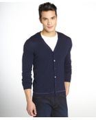 Gucci Navy Wool V-Neck Cardigan - Lyst