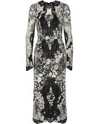 Dolce & Gabbana Floral-Lace Midi Dress - Lyst