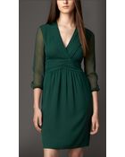 Burberry Silk Ruched Detail Dress - Lyst