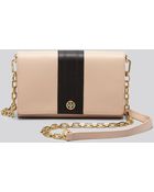 Tory Burch Crossbody Robinson Stripe Wallet On A Chain - Lyst