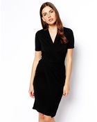 Asos Crepe Wrap Pencil Dress - Lyst