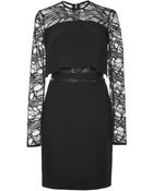 Elie Saab Stretch Cady and Lace Short Dress - Lyst