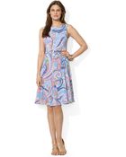 Lauren by Ralph Lauren Petite Paisley Boat Neck Dress - Lyst