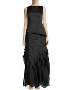 Halston Heritage Ruffled Tiered Satin Gown - Lyst