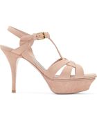 Saint Laurent Pink Suede Tribute Platform Sandals - Lyst