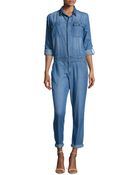 Fade To Blue Trucker Faded Denim Jumpsuit - Lyst