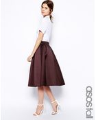 Asos Tall Premium Prom Midi Skirt In Bonded Crepe - Lyst