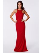 Missguided Kaisa Crepe High Neck Maxi Dress Red - Lyst