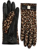 Kate Spade Cheetah Print Calf Hair & Leather Gloves - Lyst