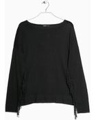 Mango Fringed Wool-Blend Sweater - Lyst