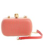 Alexander McQueen Bright Red Leather Studded Detail Skull Clasp Clutch - Lyst